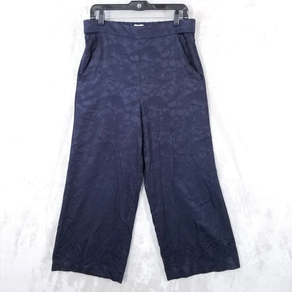 Aritzia Wilfred Pants Women L Cropped Wide Leg High Rise‎ Tone on Tone Paisley
